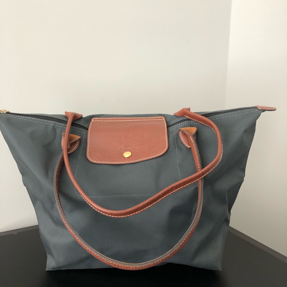 Longchamp Le Pliage Large Shoulder Tote Gunmetal